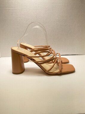 Nine West Girlie Women's Strappy Nude Sandal Heel s Sz 11